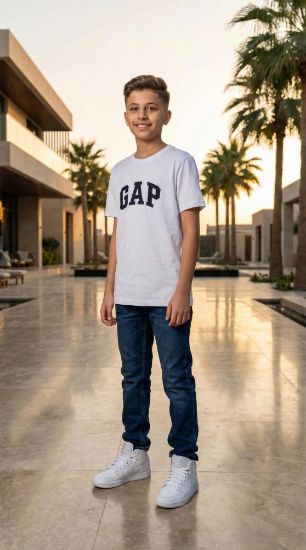 صورة تيشيرت GAP ابيض مقلم